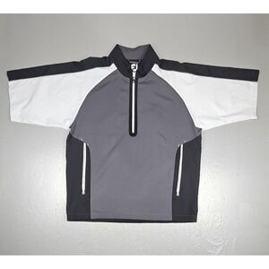 Footjoy 1/2 Zip Pullover Mens Medium Golf Windbreaker BlackWhite Black Pockets‎